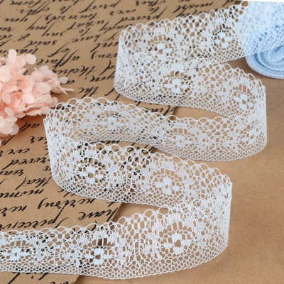 Кружево капроновое, 35 мм, 10±1 м, цвет голубой