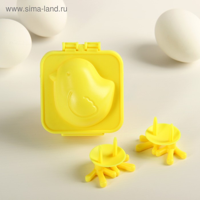 Форма для яиц с подставками "Цыпа", цвет желтый - Фото 1