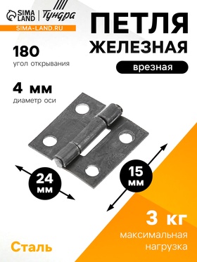 Петля железная, 15х24х1 мм (48 шт)