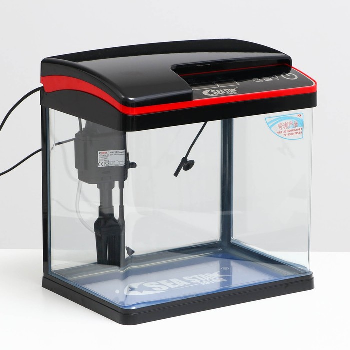 Аквариум SeaStar HX-319F в комплекте: LED-лампа, фильтр, 18 л, черный - Фото 1