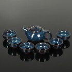 Набор для чайной церемонии керамический «Вселенная», 7 предметов: 6 чашек, чайник, цвет синий УЦЕНКА - Фото 1