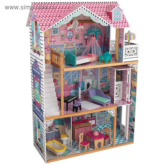 Домик кукольный KidKraf «Аннабель», трёхэтажный, с мебелью - Фото 1
