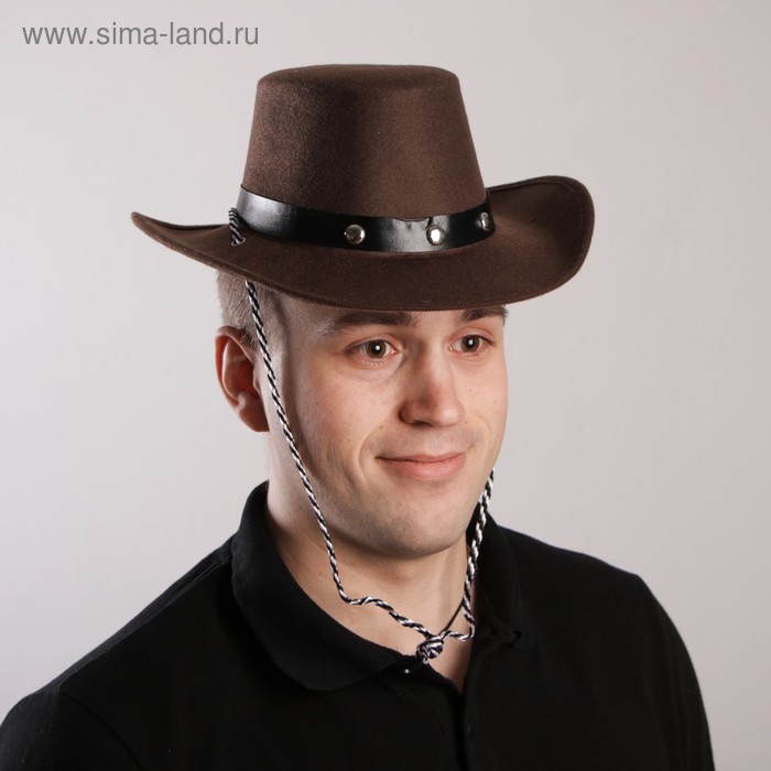 Карнавальная шляпа «Ковбой», 50 см, цвет коричневый - Фото 1