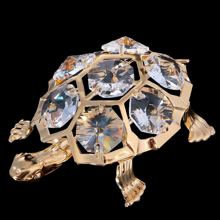 Сувенир «Черепаха», 5,5×7,2×2 см, с кристаллами - Фото 1