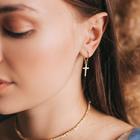 Серьги «Крестики», розовое золочение - Фото 2