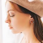 Серьги круг «Янтарь», посеребрение - Фото 2