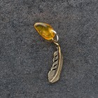 Брелок-талисман "Перышко", натуральный янтарь - фото 318082631