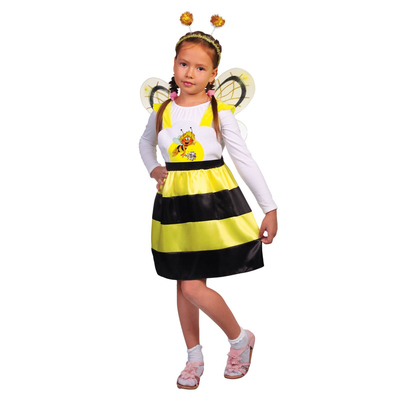 Карнавальный костюм "Пчёлка Жужа", сарафан, ободок, крылья, р-р 28, рост 98-104 см