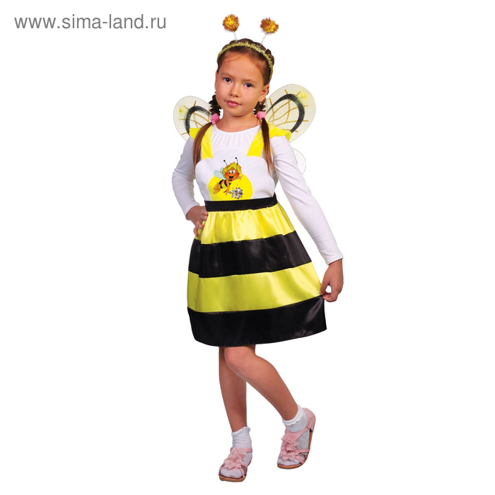Карнавальный костюм "Пчёлка Жужа", сарафан, ободок, крылья, р-р 28, рост 98-104 см - Фото 1