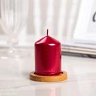 Свеча "Столбик", красный металлик, 5,5×8см - Фото 1
