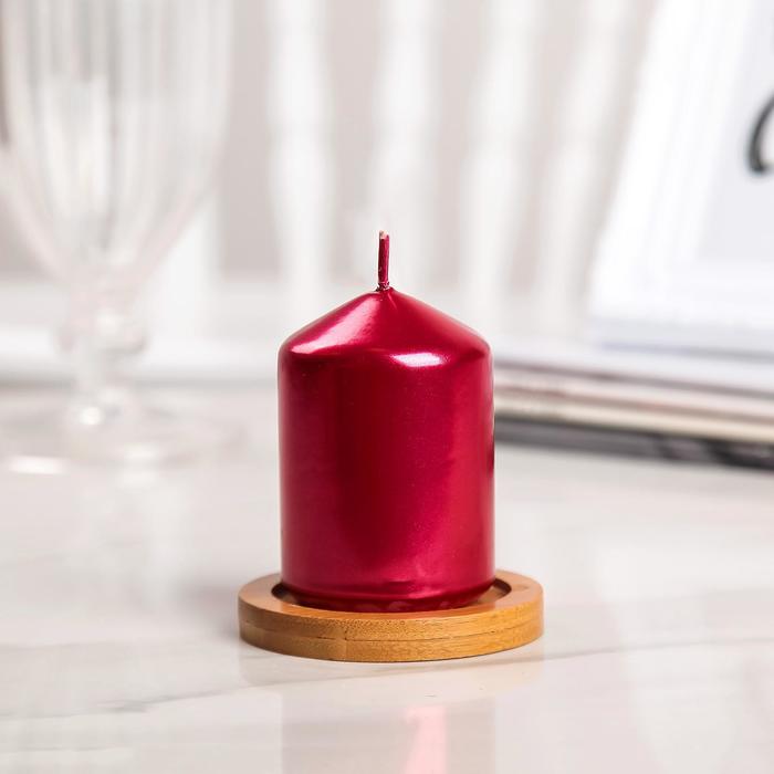 Свеча "Столбик", красный металлик, 5,5×8см
