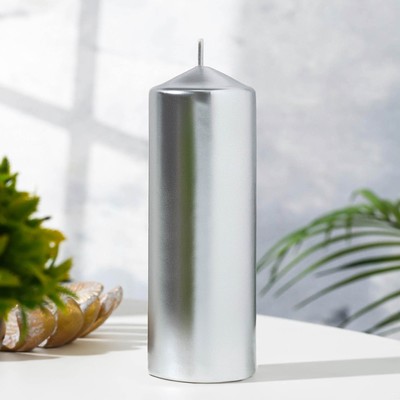 Свеча «Столбик», серебристая, 5.5×15 см