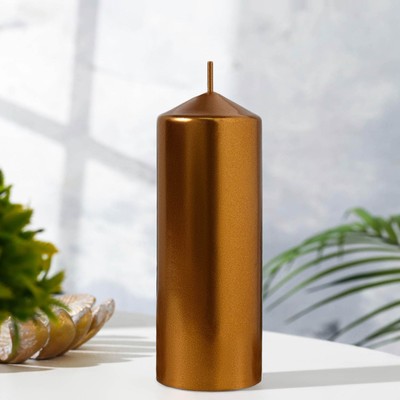 Свеча «Столбик», кофейно-золотая, 5.5×15 см