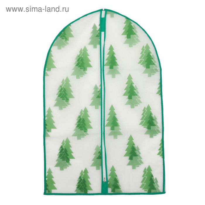 Чехол для одежды Доляна «Ёлки», 60×90 см, PEVA, цвет зелёный - Фото 1