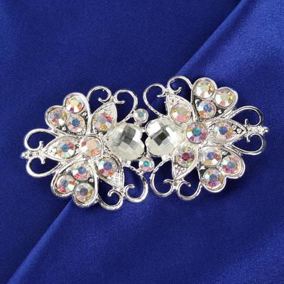 Декоративная застёжка, 6,8 × 3,5 см, цвет серебряный