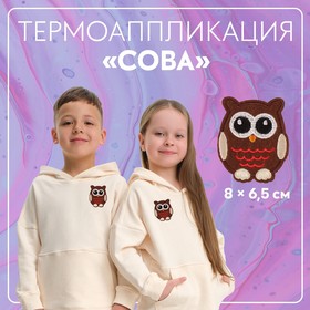 Термоаппликация «Сова», 8 × 6,5 см, цвет коричневый 3033299