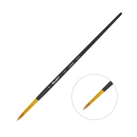 Кисть Синтетика, круглая, Жесткая, укороченная вставка, Roubloff серия 1317 № 7, ручка длинная чёрная матовая, жёлтая обойма
