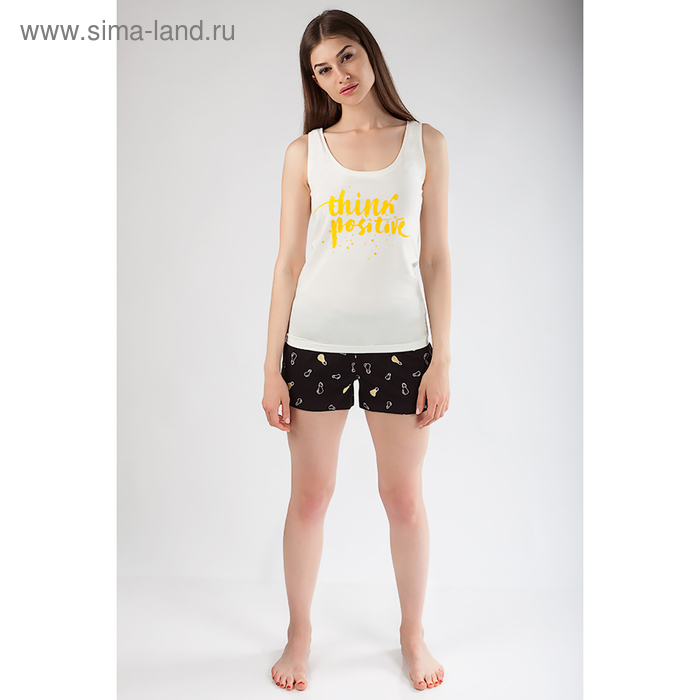 Комплект женский (футболка, шорты) 80023 цвет белый, р-р 42 - Фото 1