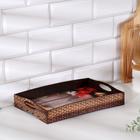 Поднос с ручками Дарим Красиво «Обед», 30×20×4.5 см, дерево, коричневый - Фото 1