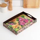 Поднос деревянный с ручками «Ваза с цветами», 30×20×4.5 см - Фото 2