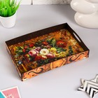 Поднос с ручками Дарим Красиво «Цветы», дерево, 30×20×4.5 см, разноцветный - Фото 2