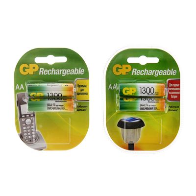 Аккумулятор GP, Ni-Mh, AA, HR6-2BL, 1.2В, 1300 мАч, блистер, 2 шт.