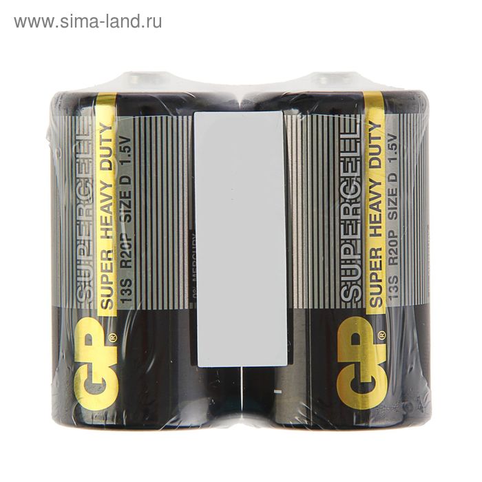 Батарейка солевая GP Supercell Super Heavy Duty, 13S R20Р, 1.5 В, спайка, 2 шт. - Фото 1