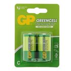Батарейка солевая GP Greencell Extra Heavy Duty, С, R14-2BL, 1.5В, блистер, 2 шт. - фото 298385828