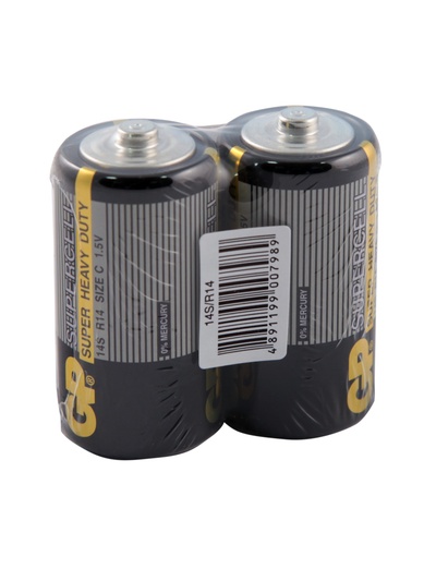 Батарейка солевая GP Supercell Super Heavy Duty, C, 14S / R14, 1.5 В, спайка, 2 шт.