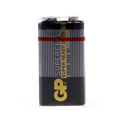 Батарейка солевая GP Supercell Super Heavy Duty, 6F22-1S, 9 В, крона, спайка, 1 шт.