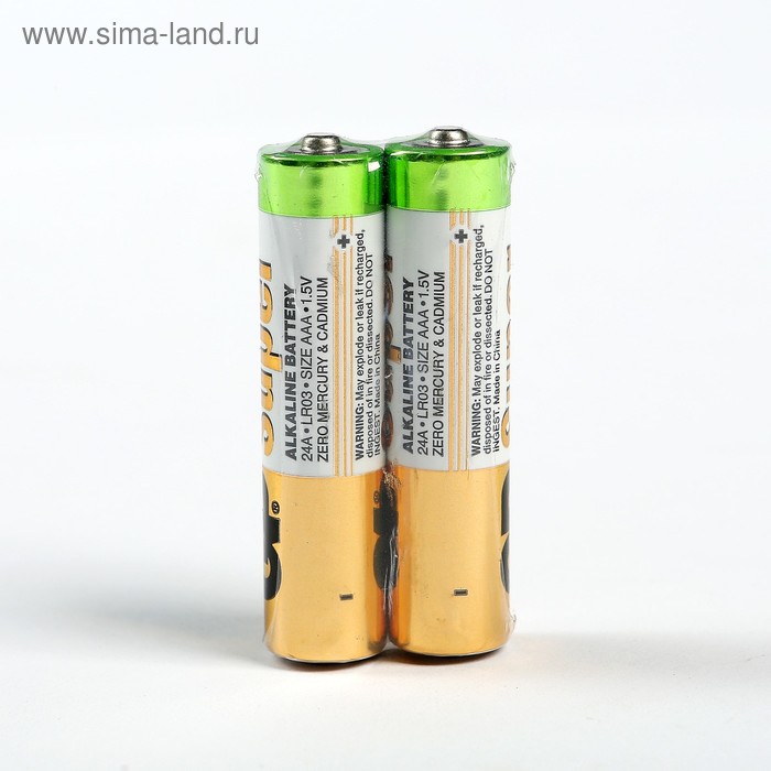 Батарейка алкалиновая GP Super, AAA, LR03-2S, 1.5В, спайка, 2 шт. - Фото 1