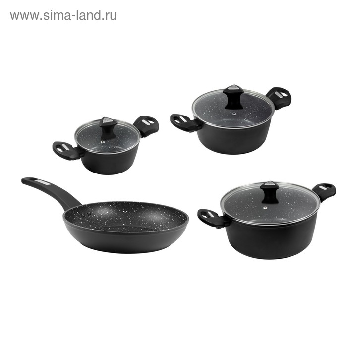 Набор посуды CS MARBURG, 7 предметов, цвет черный - Фото 1