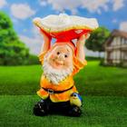 Садовая фигура-поилка "Гном с красным грибом" Хорошие сувениры из полистоуна, 48 см, большая - фото 318083008
