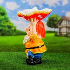 Садовая фигура-поилка "Гном с красным грибом" Хорошие сувениры из полистоуна, 48 см, большая - фото 9804513
