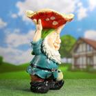Садовая фигура-поилка "Гном с красным грибом" Хорошие сувениры из полистоуна, 48 см, большая - фото 9804521
