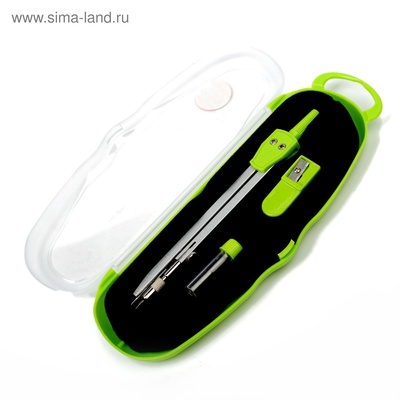 Готовальня 3 предмета: циркуль, грифель, точилка, в пластиковом пенале