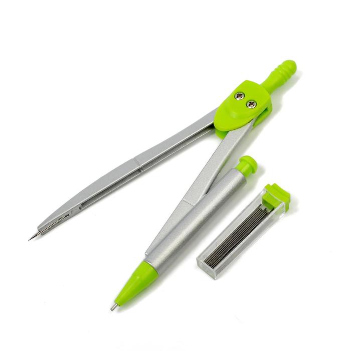 Циркуль металлический 120 мм, в пластиковом пенале, с запасными грифелями, Calligrata