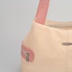 Сумка женская, 2 отдела на молнии, 2 наружных кармана, цвет бежевый/розовый - Фото 4