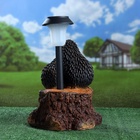 Садовый фонарь 'Три ежа на пне с фонарем' 34х26см - фото 809403417