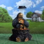 Садовый фонарь 'Три ежа на пне с фонарем' 34х26см - фото 809403418