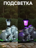 Садовая фигура - фонарь из полистоуна «Зайцы у фонаря», 28×18×34 см - Фото 3