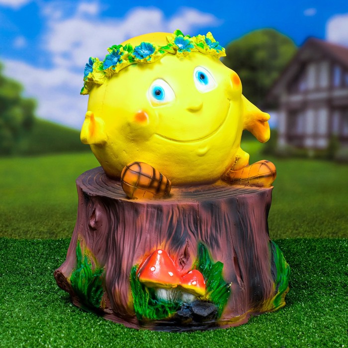 Садовая фигура из полистоуна «Колобок на пеньке», 40×33 см - Фото 1