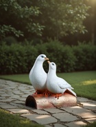 Садовая фигура из полистоуна «Голуби Пара на трубе», 25×14×22 см - Фото 3