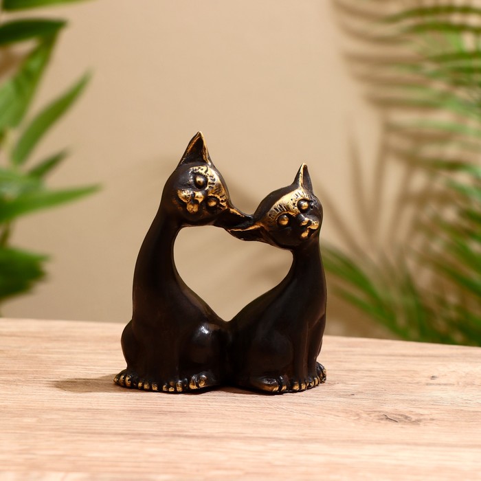 Сувенир «Сладкая парочка кошек», 7.5×3.5×9 см, бронза - Фото 1