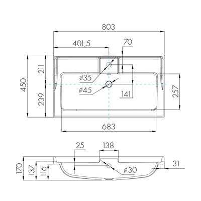 Раковина AQUATON Фабиа 80 белая 1A708031FB010