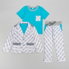 Костюм для мальчика(пиджак,футболка,брюки), рост 98, цвет серый/бирюзовый КЛ-28 - Фото 1