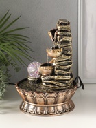 Фонтан настольный полистоун 220 В «Будда у скалы с чашами», от сети, 30×21×21 см 3110439