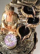 Фонтан настольный полистоун 220 В «Будда у скалы с чашами», от сети, 30×21×21 см 3110439