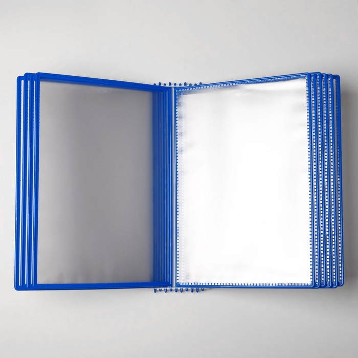 Настенная перекидная система, 10 рамок с протектором, DATAFRAME, цвет синий - фото 1886309222
