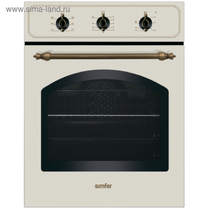 Духовой шкаф Simfer B4EO16001, электрический, 45 л, 6 режимов, бежевый/бронза - Фото 1